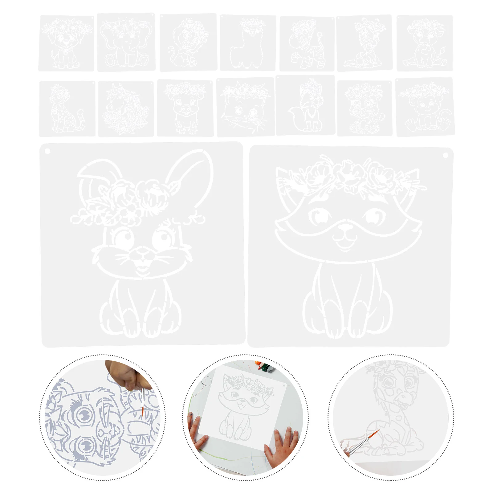 

16 Pcs Pet Graffiti Template Flower Templates Animal Drawing Stencil Portable Painting Stencils Delicate The