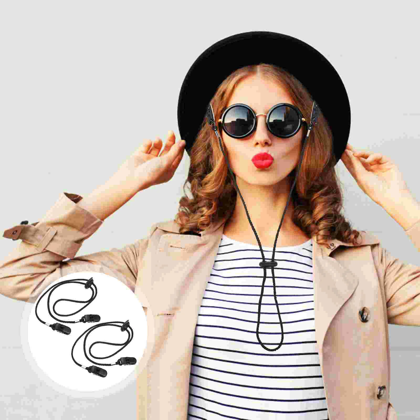 

2 Pcs Adjustable Hat Clip Multi-function Caps Strap Accessory Clips Travel Securing Polyester Outdoor Anti-lost