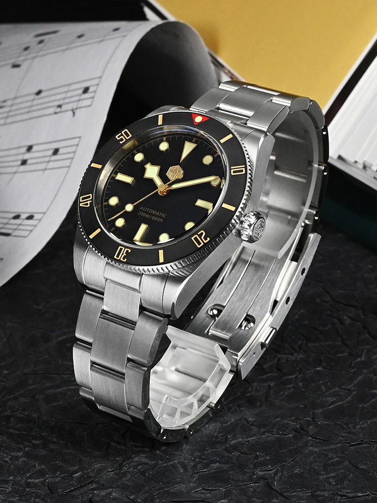 San Martin 37mm Matte Bezel NH35 BB54 Vintage Diving Watch For Men Automatic Quick Fly Adjust C3 BGW-X1 Lume 20ATM Reloj SN0138