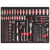 Auto repair lockable seven-drawer red tool cabinet with five hand tool sets for garage storage 4