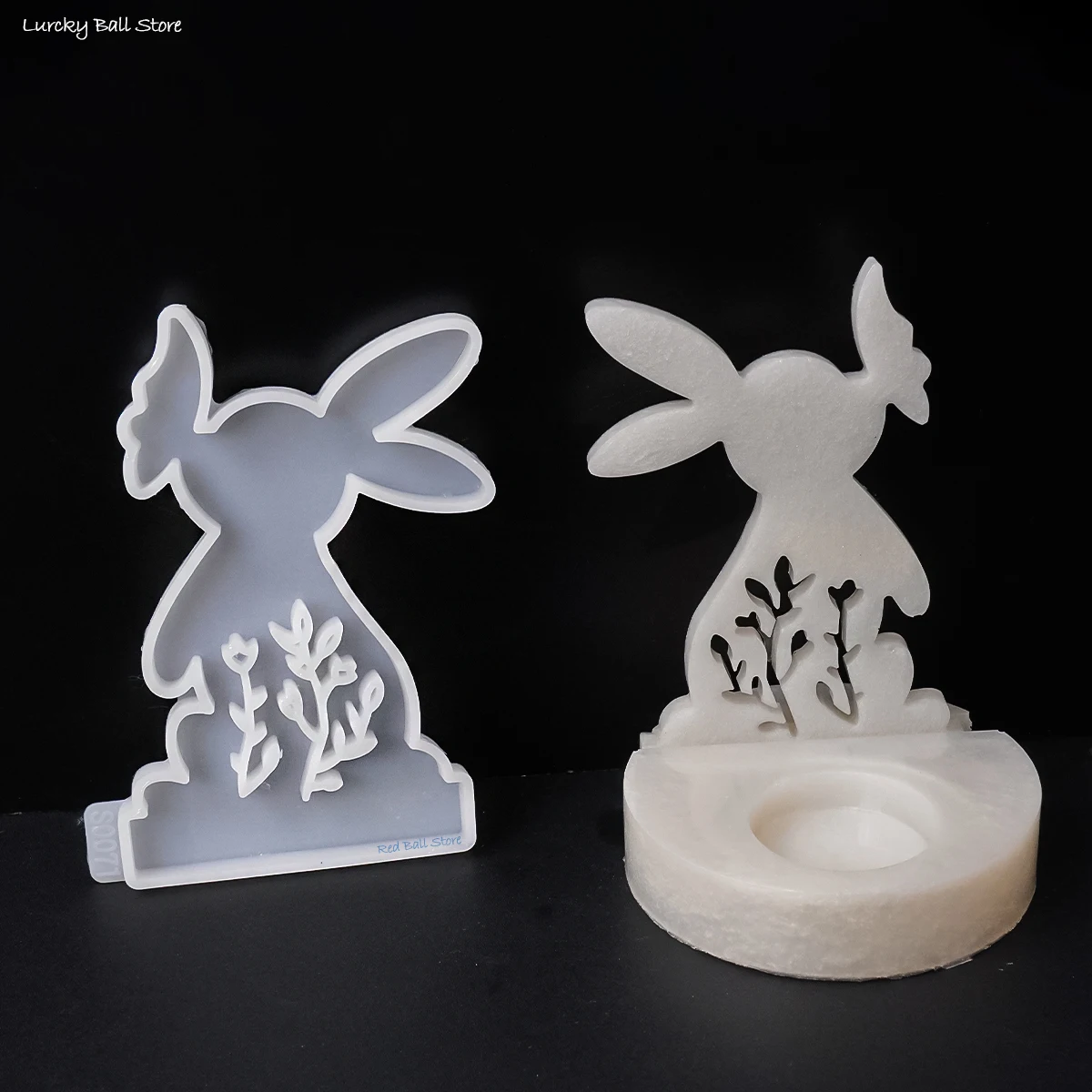 Easter Rabbit Candle Holder Silicone Mold Rabbit Kiss Butterfly Candlestick Mould DIY Aromatherapy Gypsum Resin Home Decoration silicone mold