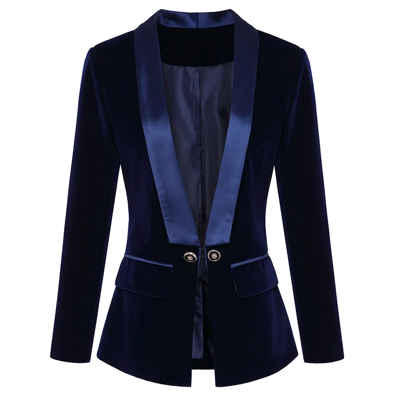 

HIGH QUALITY Newest Runway 2023 Designer Blazer Women's Long Sleeve Velvet Blazer Jacket Outer Wear
