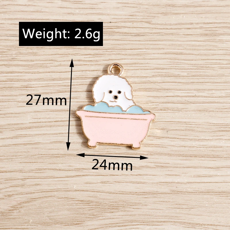 Tusember 10 Stück Cartoon Niedlicher Welpe Hund Charms Emaille Tier Charms Anhänger für Halsketten Ohrringe DIY Armband Schmuck Zubehör – Detail 14