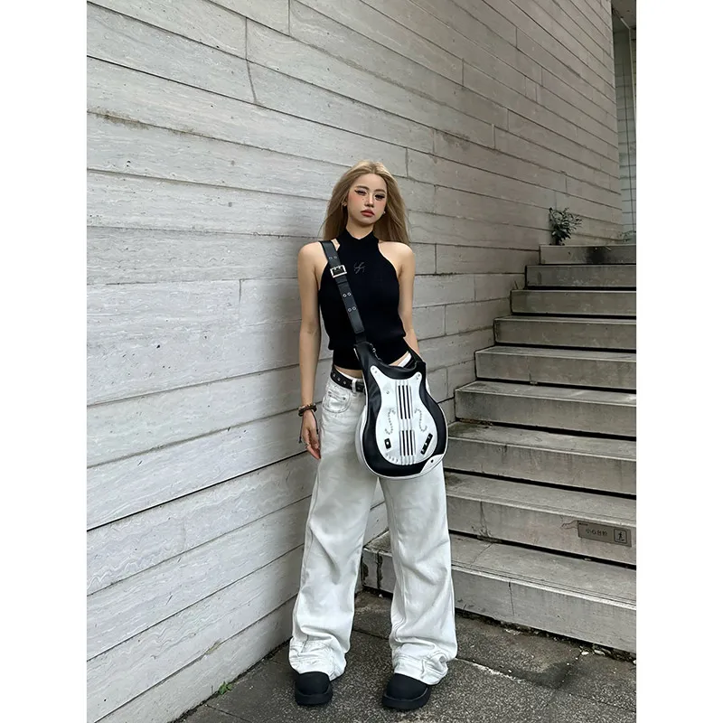 여성용 아메리칸 레트로 빅 사이즈 더티 워싱 반전 디자인 청바지, 하이 스트리트 루즈 슬림 드레이프 캐주얼 바지