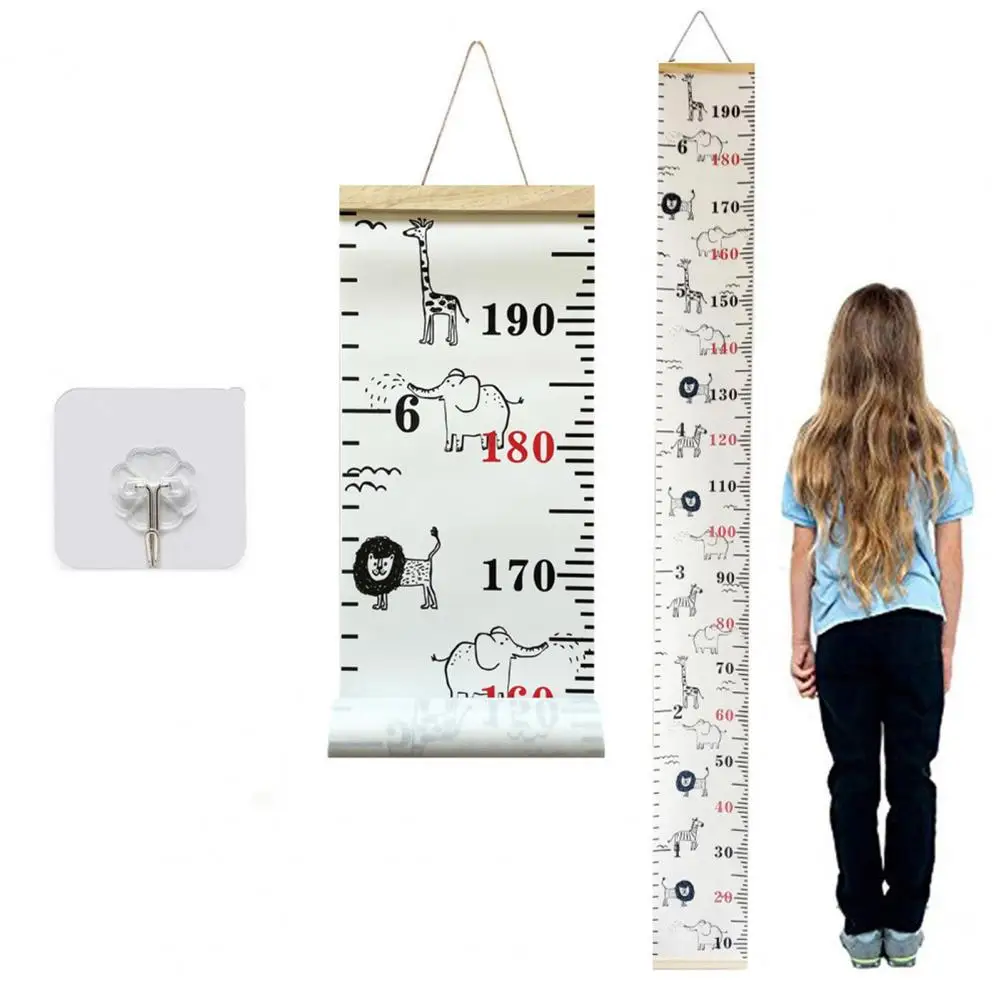 Children Height Ruler Children's Growth Chart Wall Hanging with Cartoon Animal Print for Boys Girls Kids for Bedroom Boys