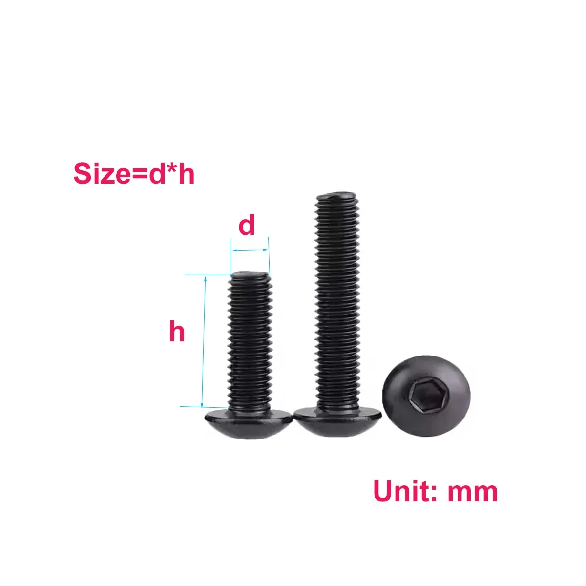304 Stainless Steel Half Round Head Hex Screw/Black Zinc Pan Head Cup M2M2.5M3M4M5M6M8M10