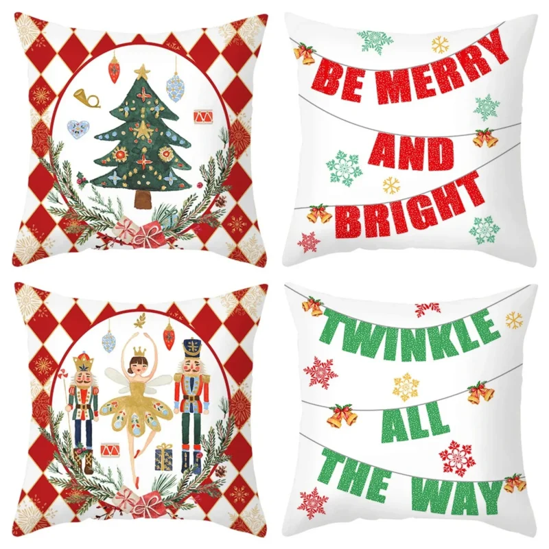 

45cm Merry Christmas Cushion Cover Pillowcase 2023 Christmas Decorations for Home Ornament New Year Christmas Decor 2024 Noel