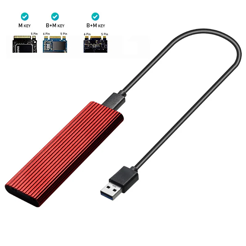 M2 SSD Case NVME Enclosure M.2 to USB SSD Adapter NVME PCIE NGFF M.2 SATA M/B+M Key 2230/2242/2260/2280 M2 Dual Protocol ssd enclosure hard drive enclosure