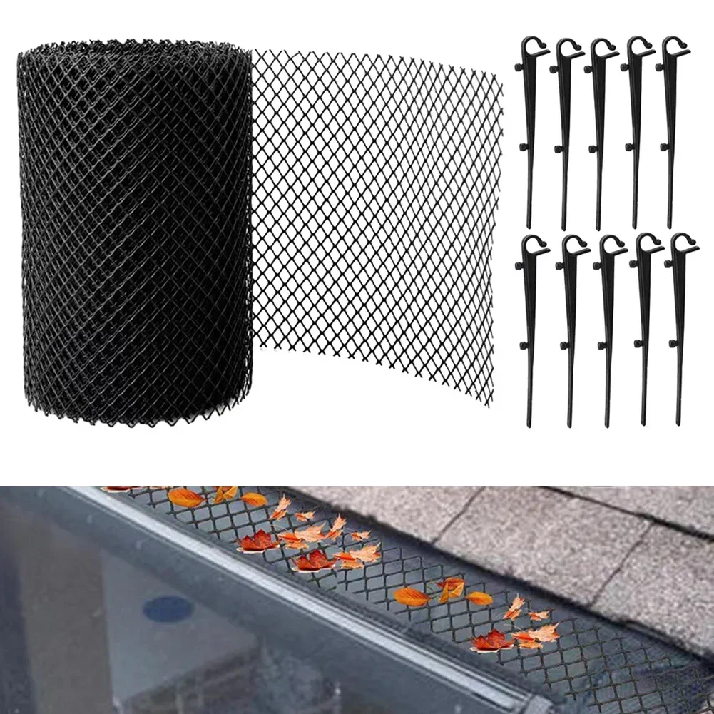 6M Gutter Guard Plastic Anti-Clog Mesh Rain Protection Cover Filter Gardening Leaf Debris Blocking Drainage Pipe Protection Net