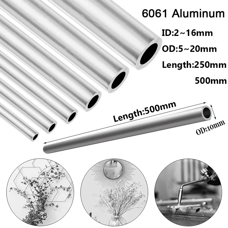 Premium Aluminum Alloy Tube - 6061 Grade, 1.5mm-2mm Thick, 5-20mm OD, 300mm-500mm Length