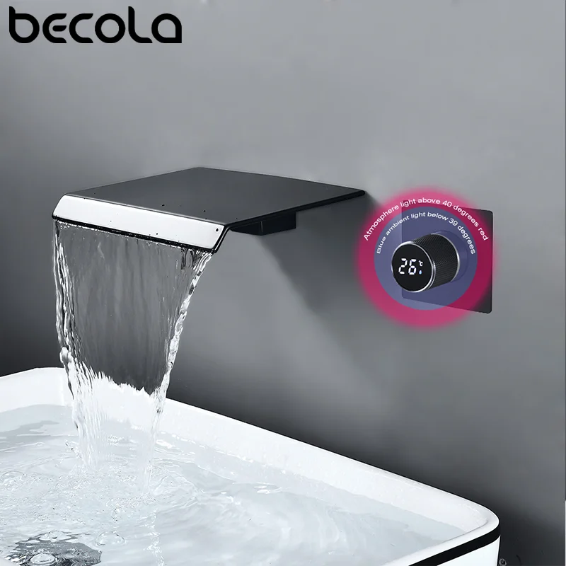 Becola-torneira Digital de Parede Torneira Criativa Alça Única Lavatório Quente e Frio Torneira de Pia para Banheiro