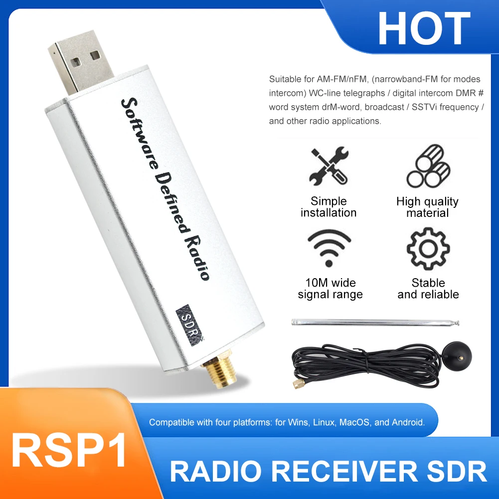 

RSP1 MSI SDR 10KHz-2GHz SDR Receiver 12-bit ADC Aviation Band Receiver Compatible with RSP1 HF AM FM SSB CW