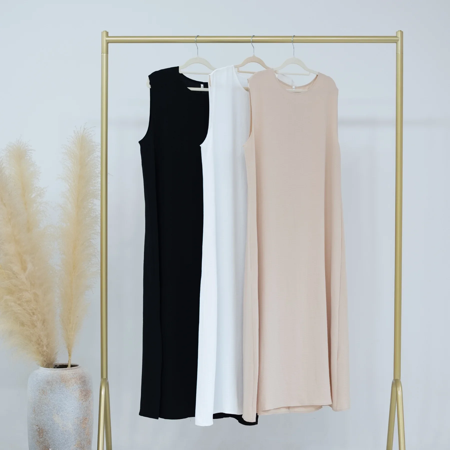 Winter Abaya Under Dress Crepe Islamic Abayas All-Match Sleeveless Inner Long Slip Dresses Muslim for Women Dubai Turkey Kaftan