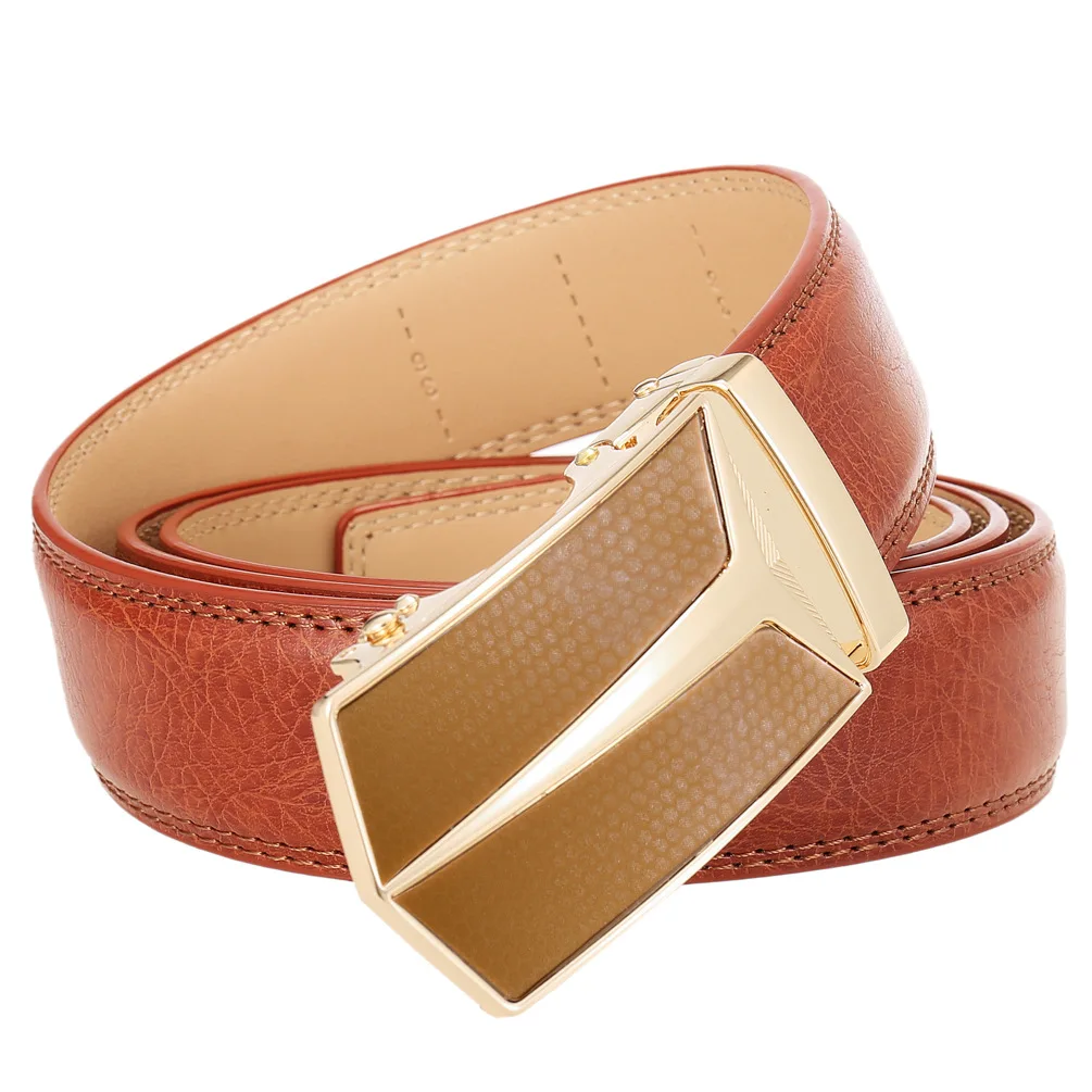 3.5cm Classic Business Office Black Brown Genuine Cow Leather Belts For Men Luxury Designer Automatic Buckle Formal Strap Male