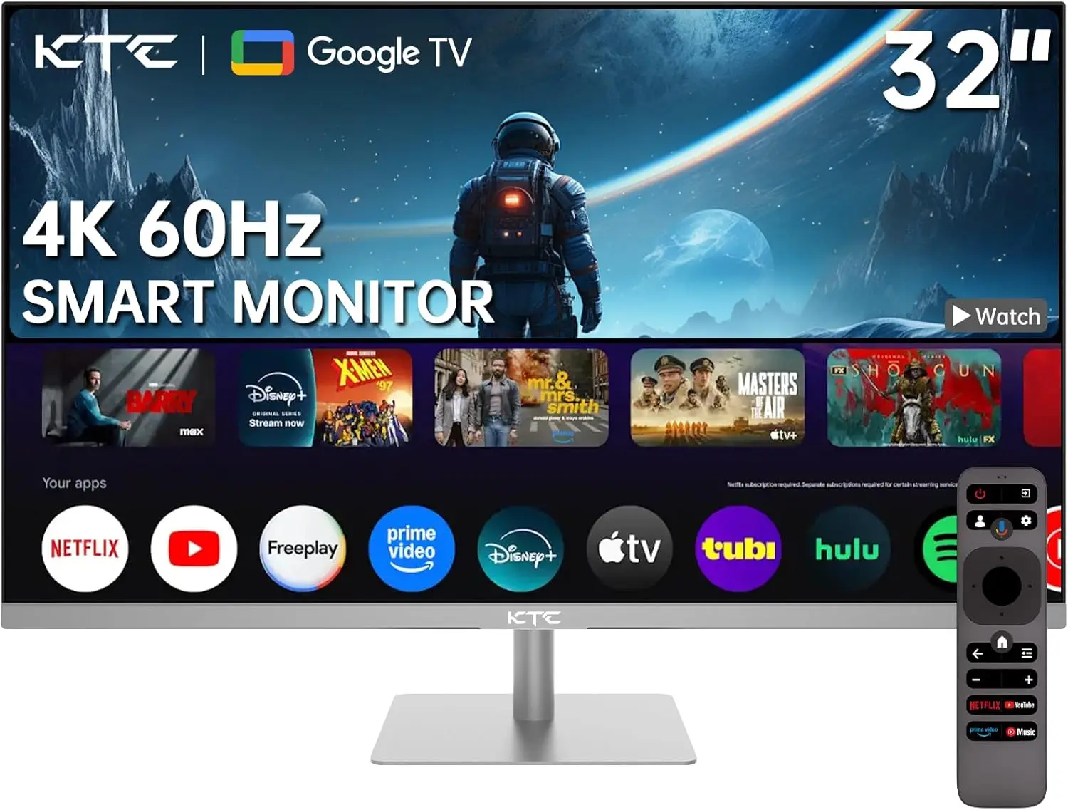 32 Inch 4K Smart Monitor with Google TV System UHD 3440x2560P Hey Google Voice Remote Netflix Licensed Dolby