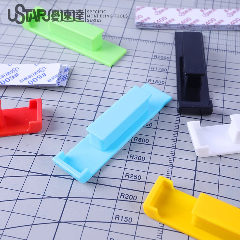 Model Tools Model Polishing Tool Sanding Plate Tool USTAR Handheld Sledge Grinding Plate With Polishing 400#-1500# Gummed Sanding Paper Model Making Hobby Modeling Tools