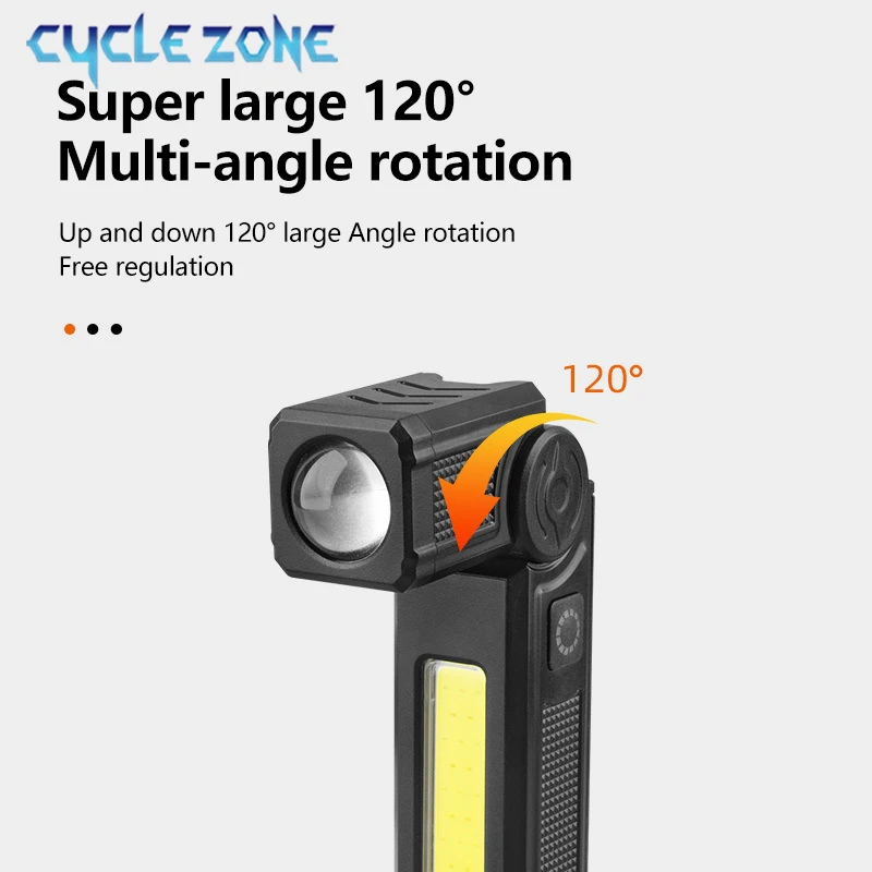 COB flashlight handheld folding lamp camping working torch with magnet car inspection outdoor red warning flash lights
