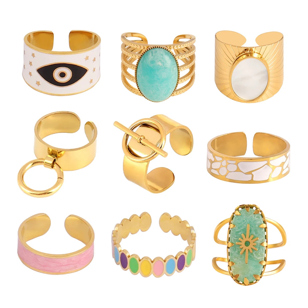 Bague Acier Inoxydable Femme Ovale Réglable