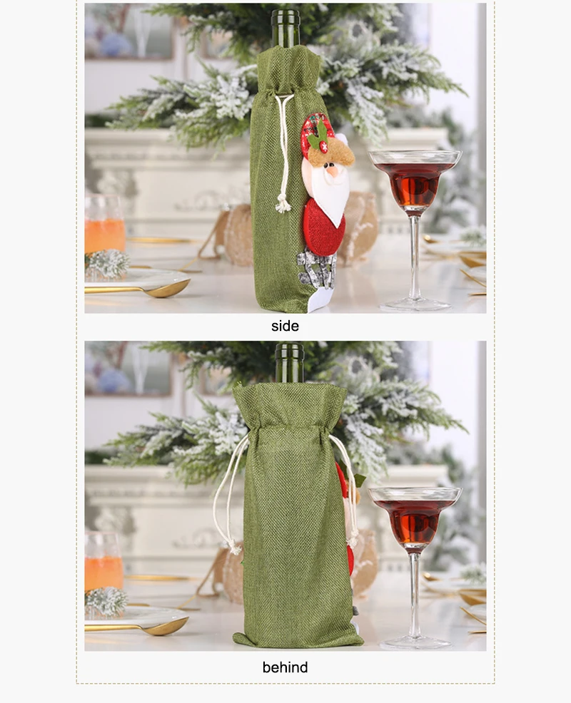 Christmas Wine Bottle Covers Bag Snowman Santa Claus Champagne Bottle Cover Sleeve Merry Christmas New Year Table Decorations