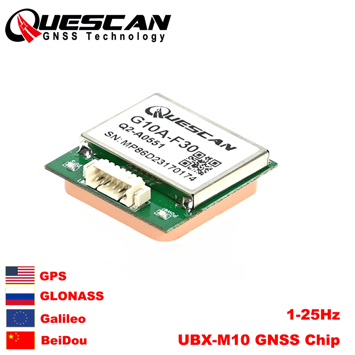 QUESCAN G10A-F30 UBX M10 ГПС-модуль 1-25 Гц ГНСС-приемник для FPV-дрона Betaflight ГПС ГЛОНАСС Галилео Бэйдоу QZSS SBAS
