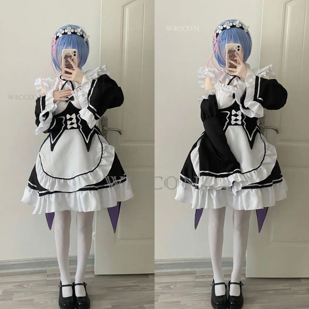 アニメ Ram レムロリータメイドコスプレ衣装 Vestido 再: ゼロ