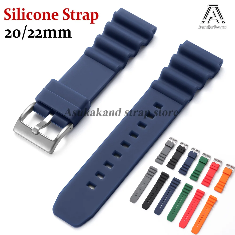 Men's Sport Waterproof Diving Silicone Watch Strap - 20mm/22mm