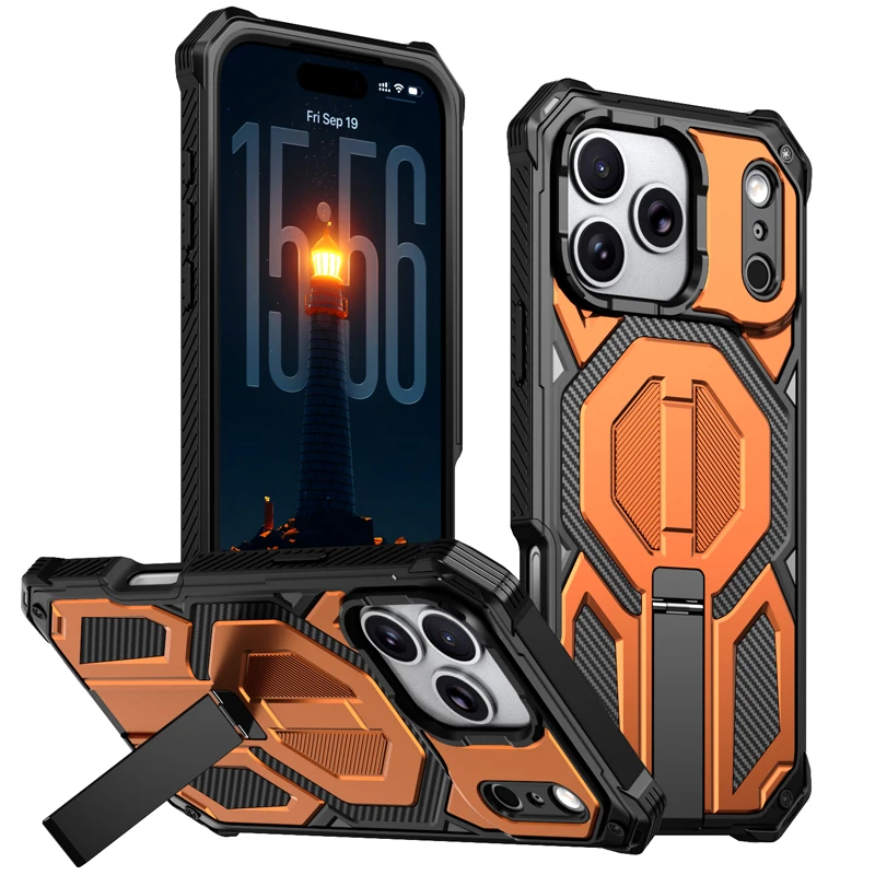 ELVEV Magnetic Rugged Armor Shockproof Phone Case with Bracket