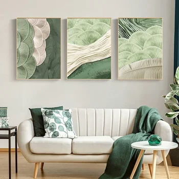 Green Ginkgo Leaf Canvas Art Poster Print