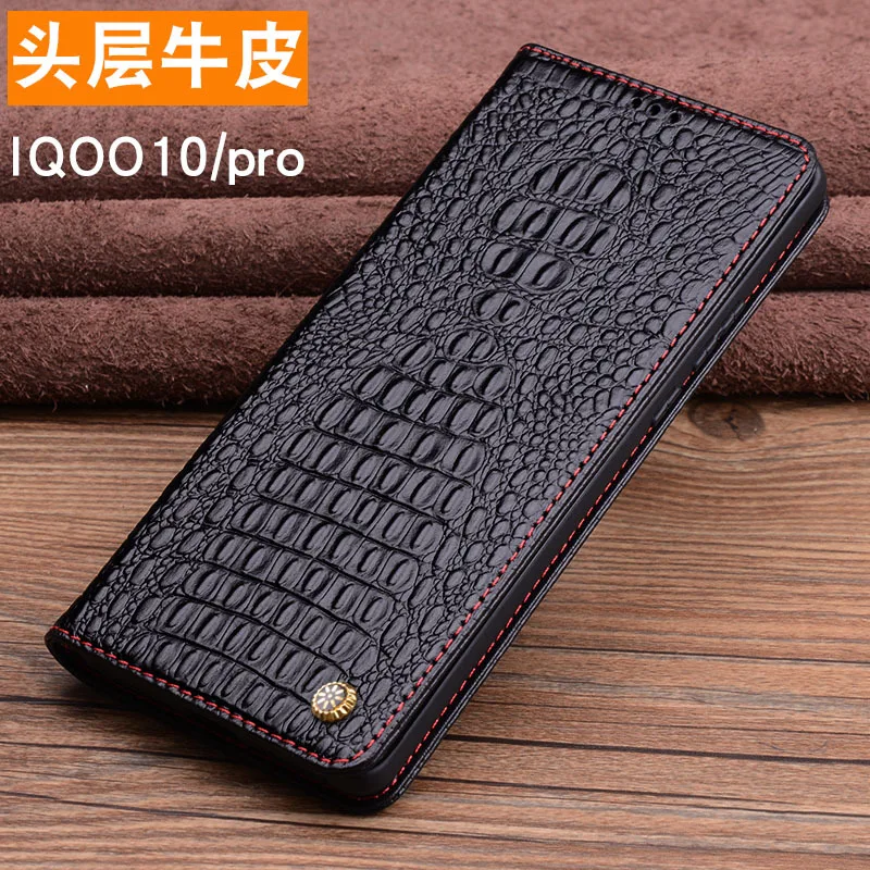 

Luxury Genuine Leather Magnet Clasp Phone Cover Cases For Vivo Iqoo10 Iqoo 10 Pro Kickstand Holster Case Protective Full Funda