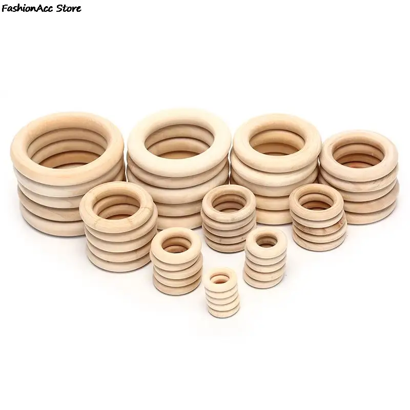 Unfinished Solid Wooden Rings 5/10/20/50pcs 20-70MM for Macrame DIY Crafts Ornaments Jewelry Making