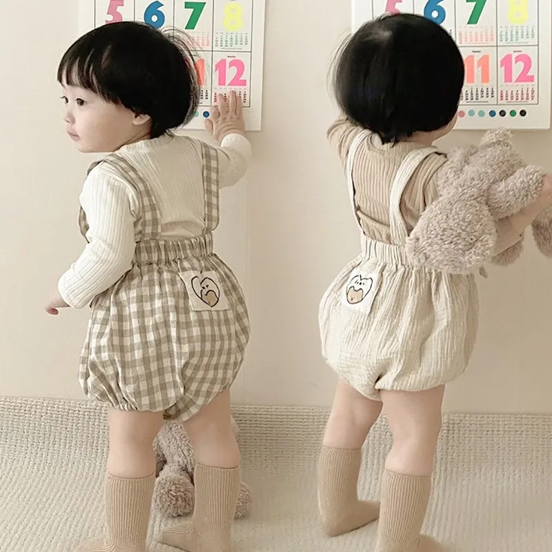 Newborn Rompers Baby Boys Girls Cotton Linen Bodysuits Playsuits Korean