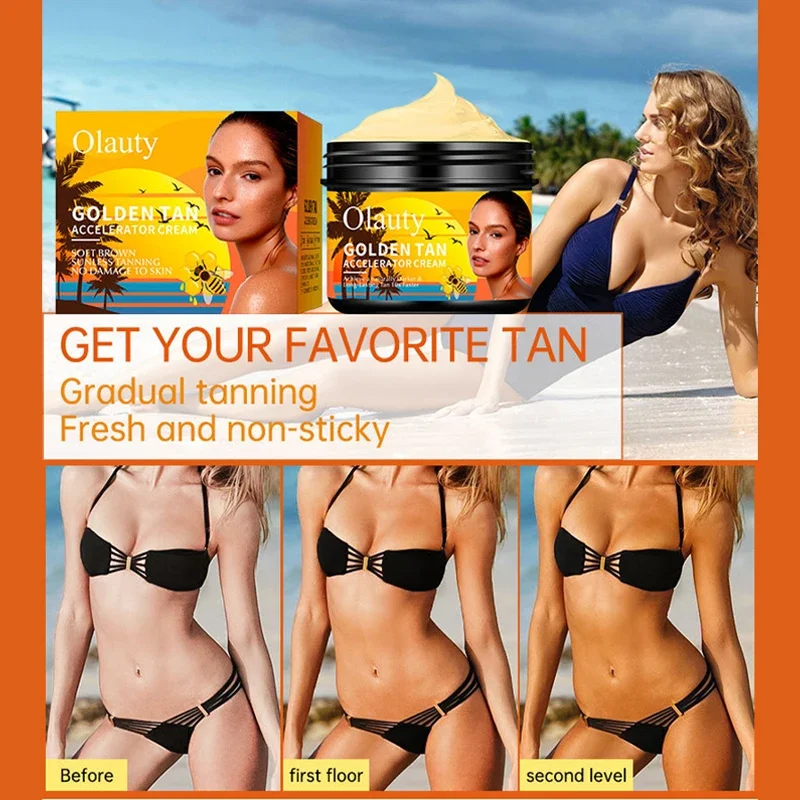 New Body Tanning Cream Moisturizing Lasting Hydration Bronze Beach Pool Wheat Color 40g/80g Brand Natural Summer Tanning Cream