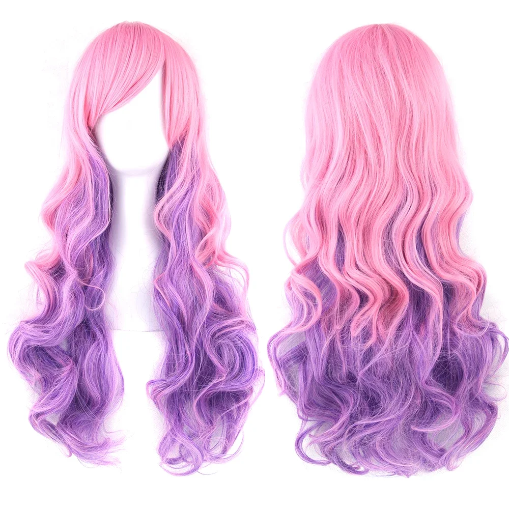 

Brown To Pink Women Hair Ombre High Temperature Fiber Wigs Synthetic Hair Cosplay Wig Perruque Cheveux Peruca