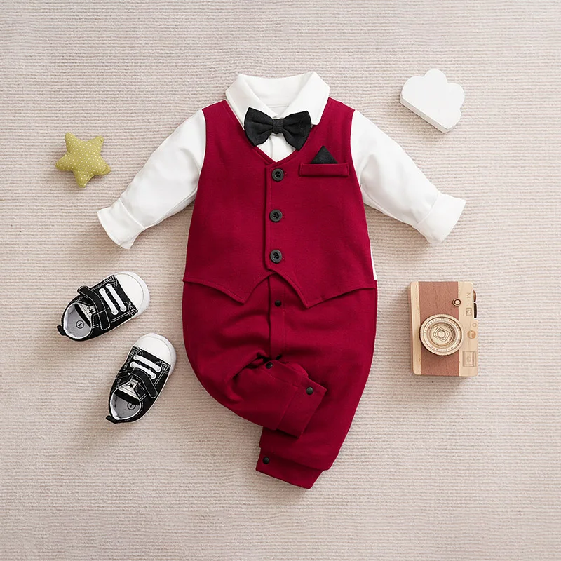 Baby Boys Bow Tie Romper Jacket 1