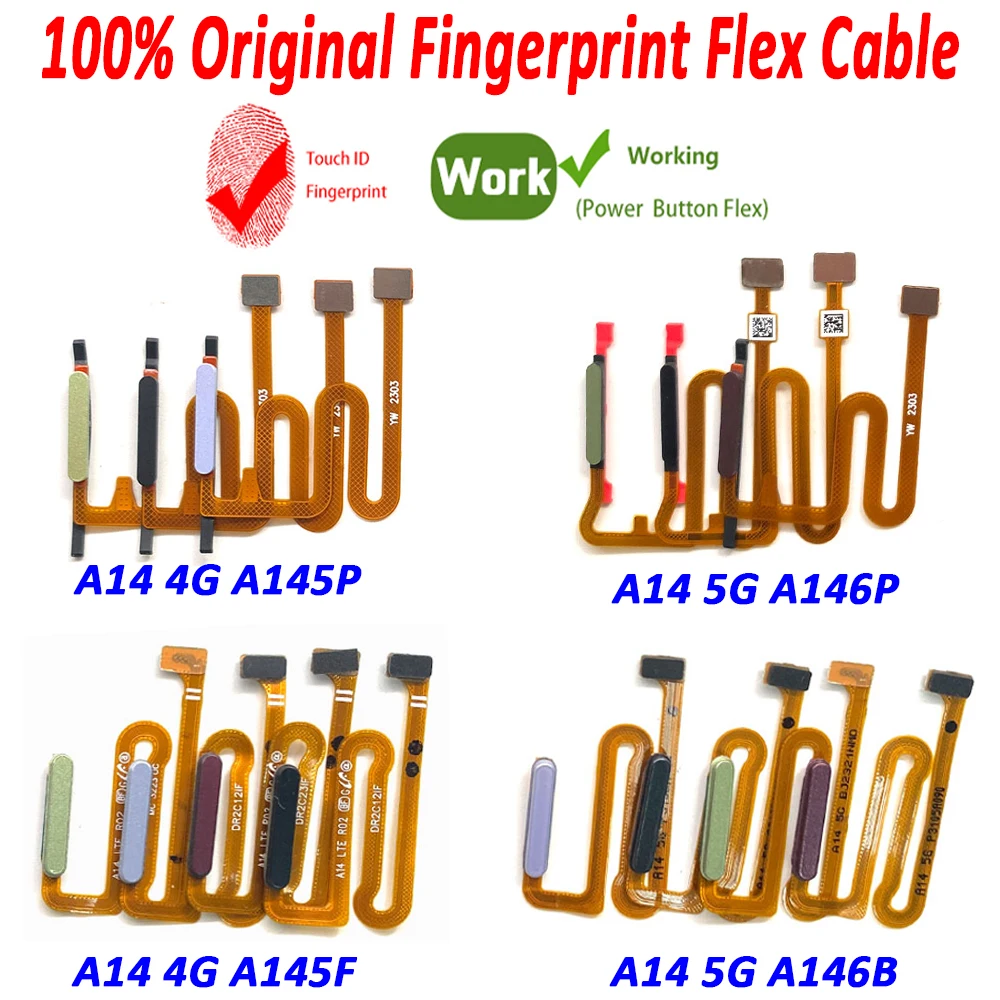 

100% Original Home Button FingerPrint Touch ID Sensor Flex Cable Ribbon Part For Samsung A14 4G A145F A145P / A14 5G A146F A146P