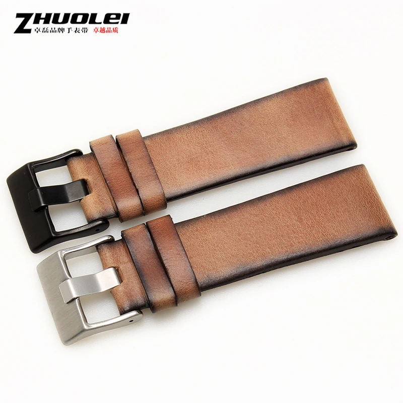 Quality Genuine Retro Leather Watchband for Men – Vintage Italian Leather Strap 22mm, 24mm, 26mm