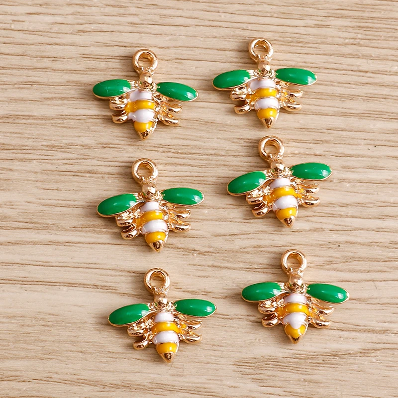 Tusember 10 Stück Niedliche Emaille-Honigbienen Mini-Bienen-Anhänger für Schmuckherstellung Ohrringe Halsketten DIY Armbänder – Detail 10
