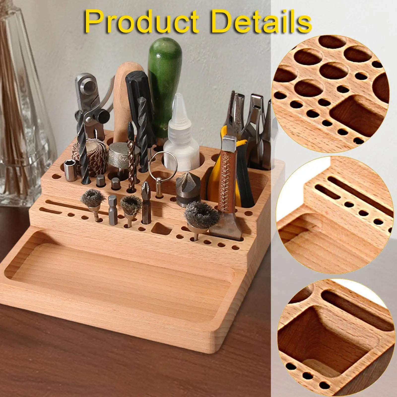 Wooden Desk Organizer with Slots And Holes, Multifunctional, Wooden Desk Organizer with Slots And Holes, Multifunctional,