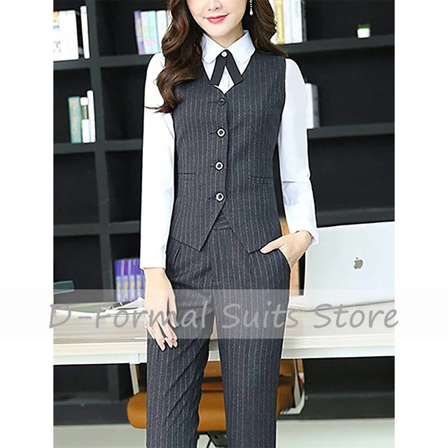 Women's Three-piece Striped Suit Commuting Office Slim Fit Elegant Custom  Short Set Womens Clothing Trouser Sets Pant Pants Top - AliExpress