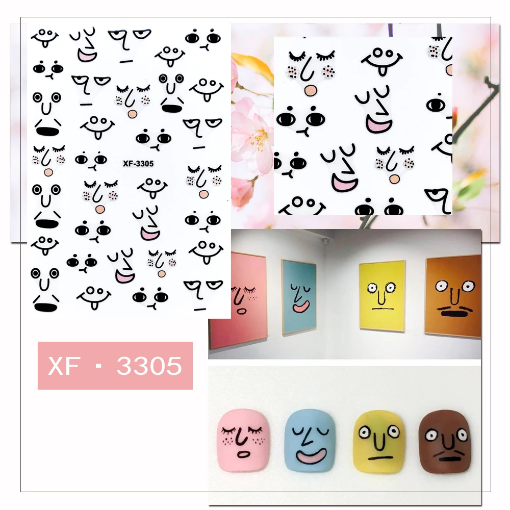 3D Abstraction Nail Art Decorations Stickers Back Glue Decals Manicure