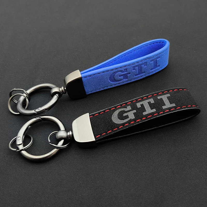 High Grade Suede Leather GTI Keychain Car Key Ring For Volkswagen