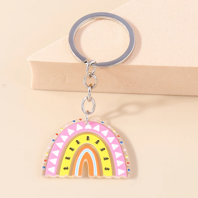 Bunter Regenbogen-Schlüsselanhänger, Lächeln, Wolke, Schlüsselanhänger, Harz-Schlüsselanhänger für Frauen und Mädchen, Handtasche, Geschenk, Schmuck, Accessoires – Detail 31