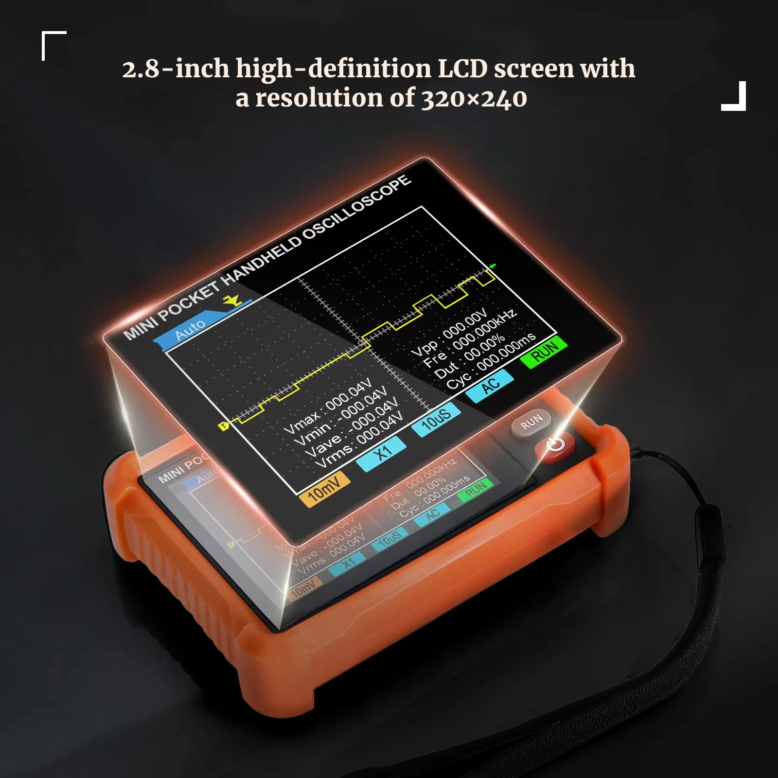 Digital handheld Oscilloscope Bandwidth:250kHz Sampling rate:2.5MS/s AUTO measurement rechargeable Complete triggering function
