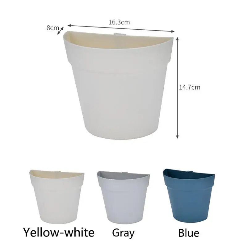 Wall Mounted Plastic Potted Plant Flowerpot Creative Wall Hanging Planter Semi Circular Small Flower Pot Decoration