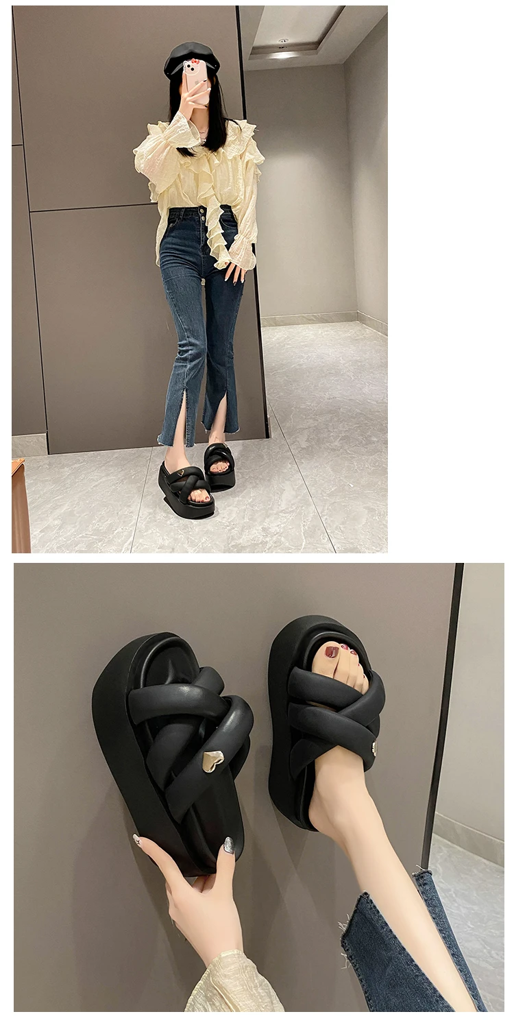 Sandalias gruesas para mujer con cuña de 8 cm de grosor - True Deals Club