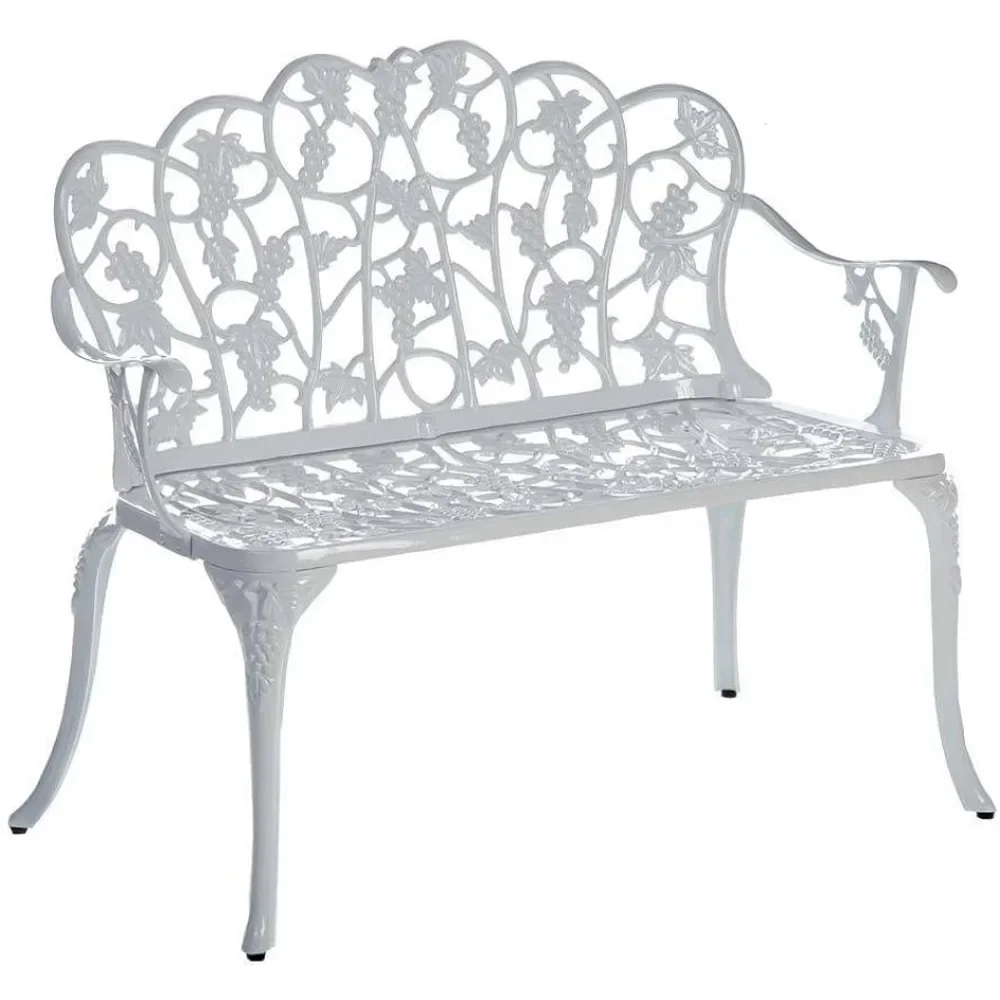 

Weatherproof Grapevine Outdoor Bench Holds Up to 300 lbs Garden Patio Porch Park Deck Metal White