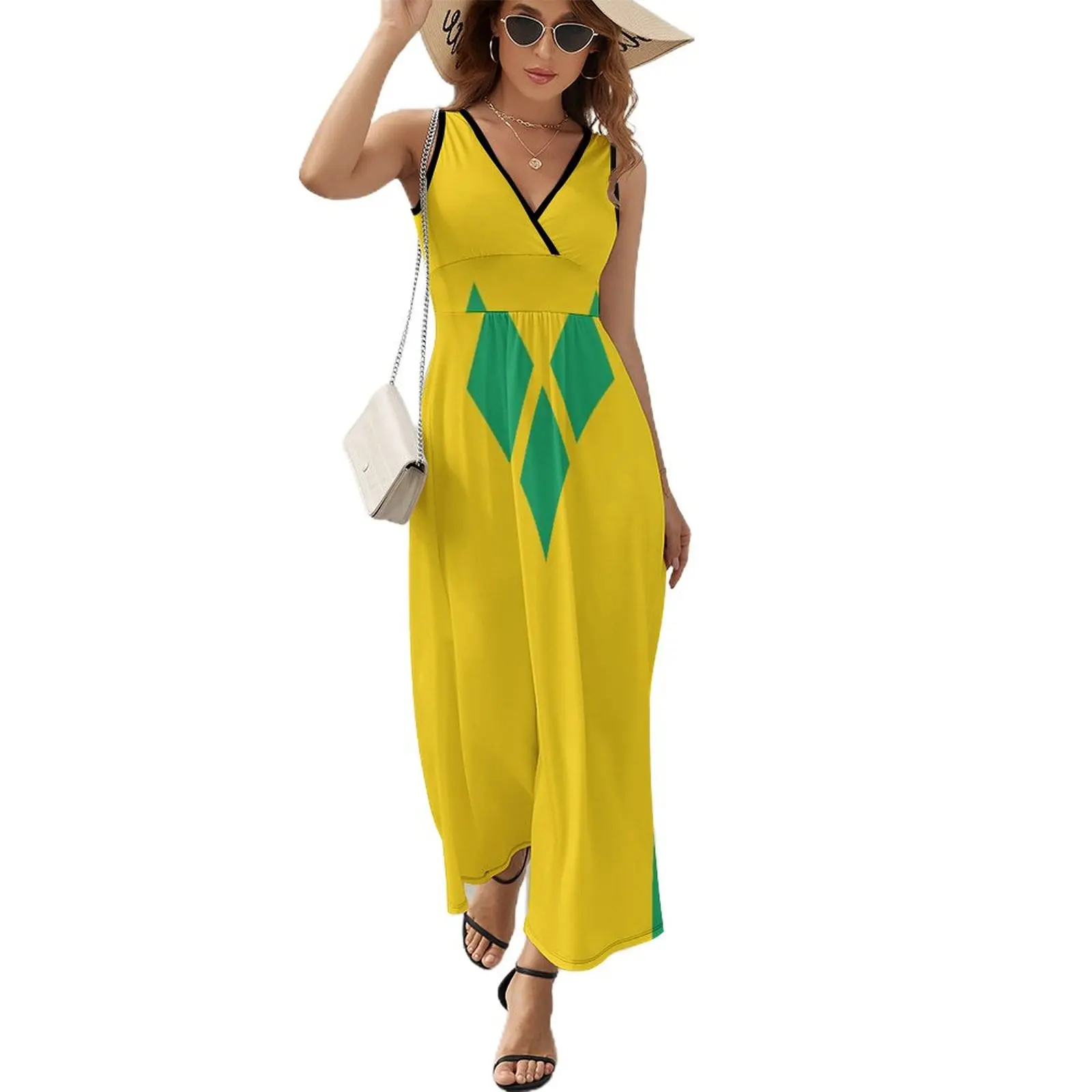 

St. Vincent and The Grenadines National Flag Sleeveless Dress Dress for girls women clothes
