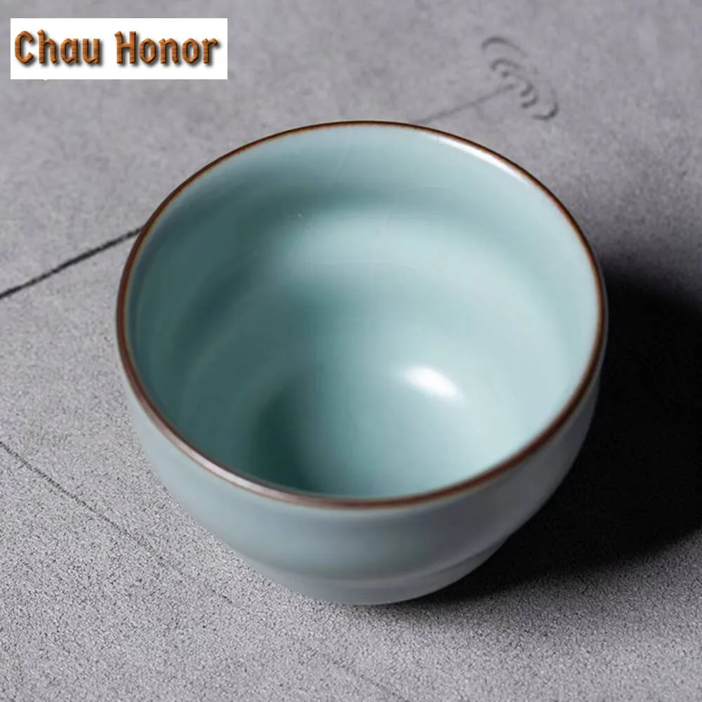 100ml Longquan Celadon Gourd Teacup Handmade Ru Kiln Porcelain Master Cup Single Soaking Tea Bowl Chazhan Kung Fu Teaset Gift