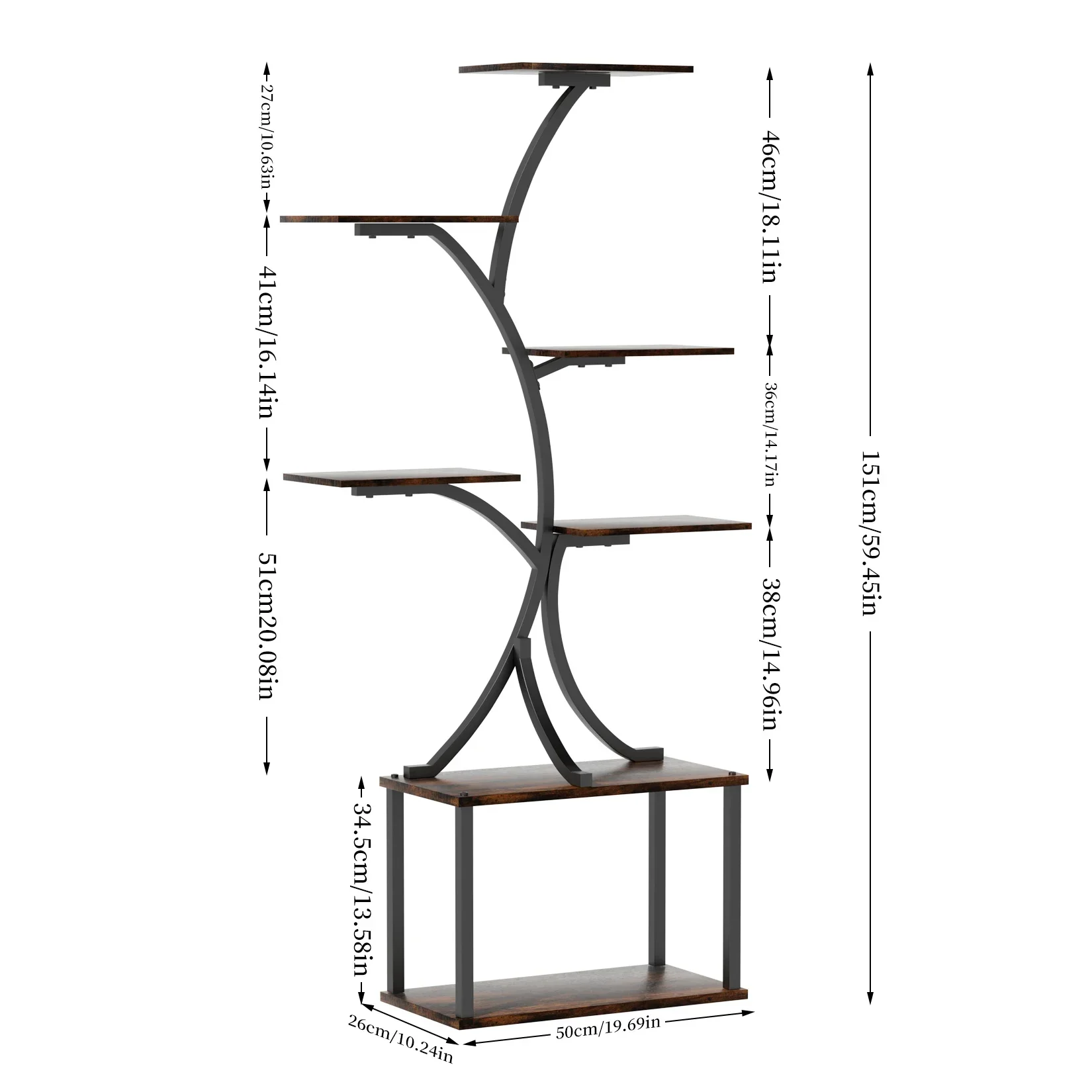 Tree-Shaped Industrial Plant Display Stand Rack Corner Holder Flower Multiple Shelves Rack Organizer