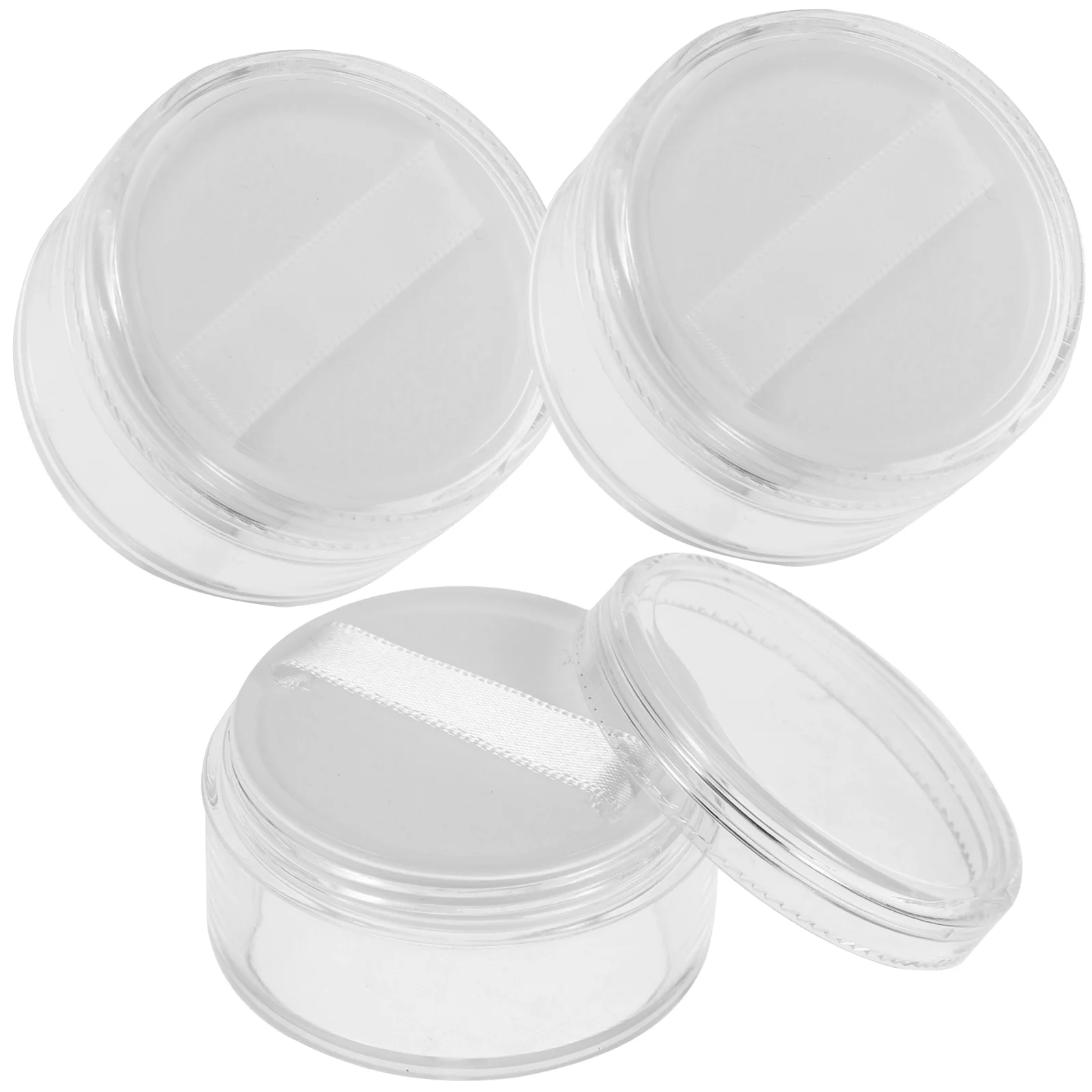 

3Pcs Empty Loose Powder Case Portable Transparent Powder Puff Box with Sponge Puff and Sifter Foundation Box for Travel ( 20g )